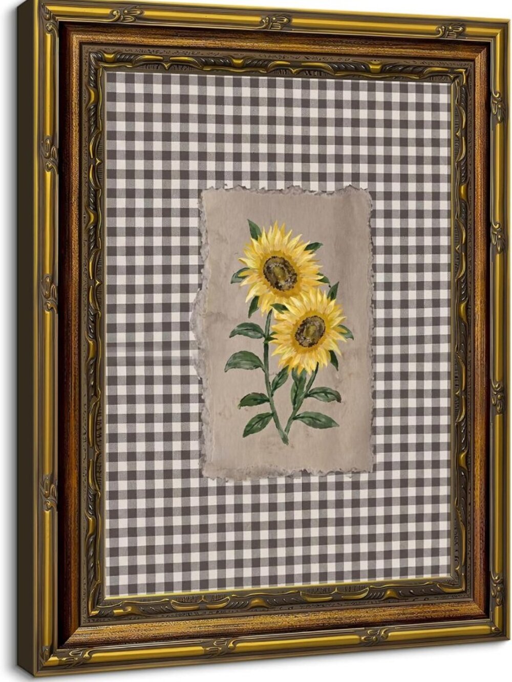 Rustic Vintage Sunflower Canvas Wall Art - Floral Print for Farmhouse Decor